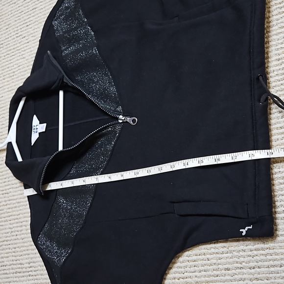 Black and metallic green JoyLab Cropped Sweatshirt SZ - Picture 12 of 12